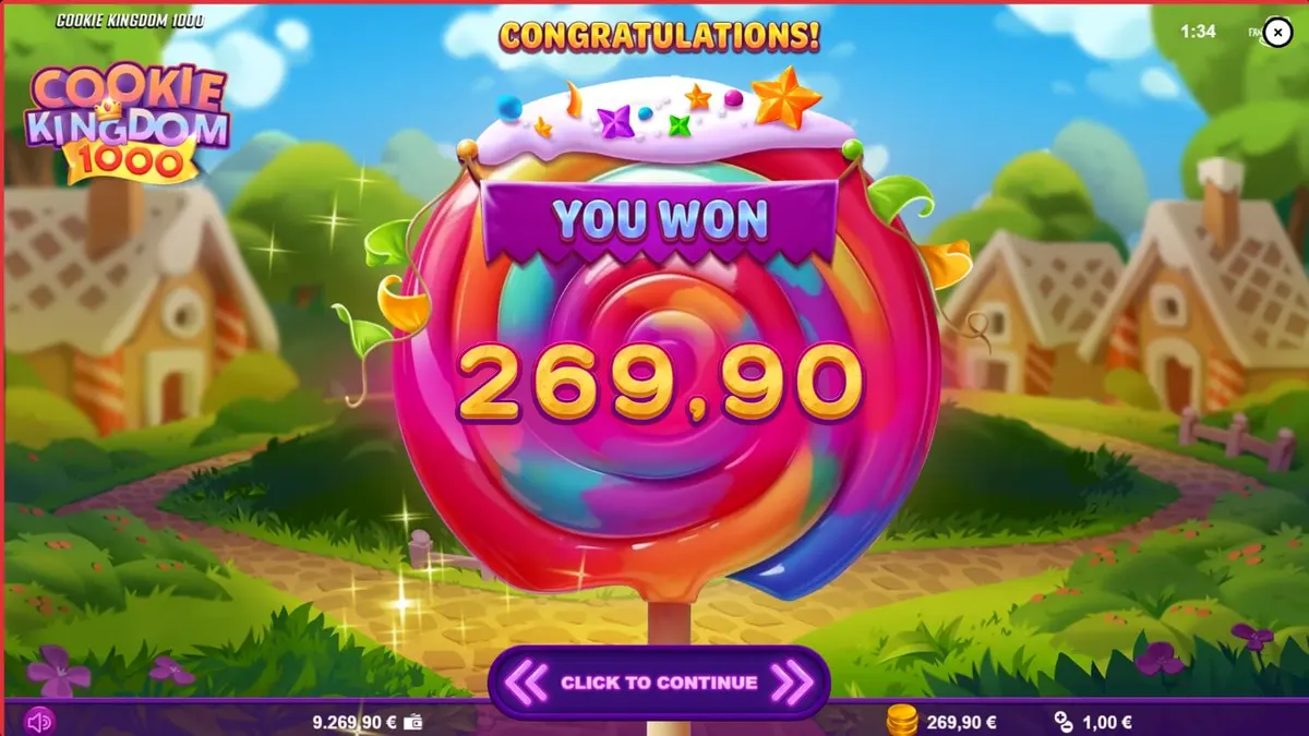 Tampilan visual permainan slot Cookie Kingdom 1000 dengan tema permen dan beruang koki.